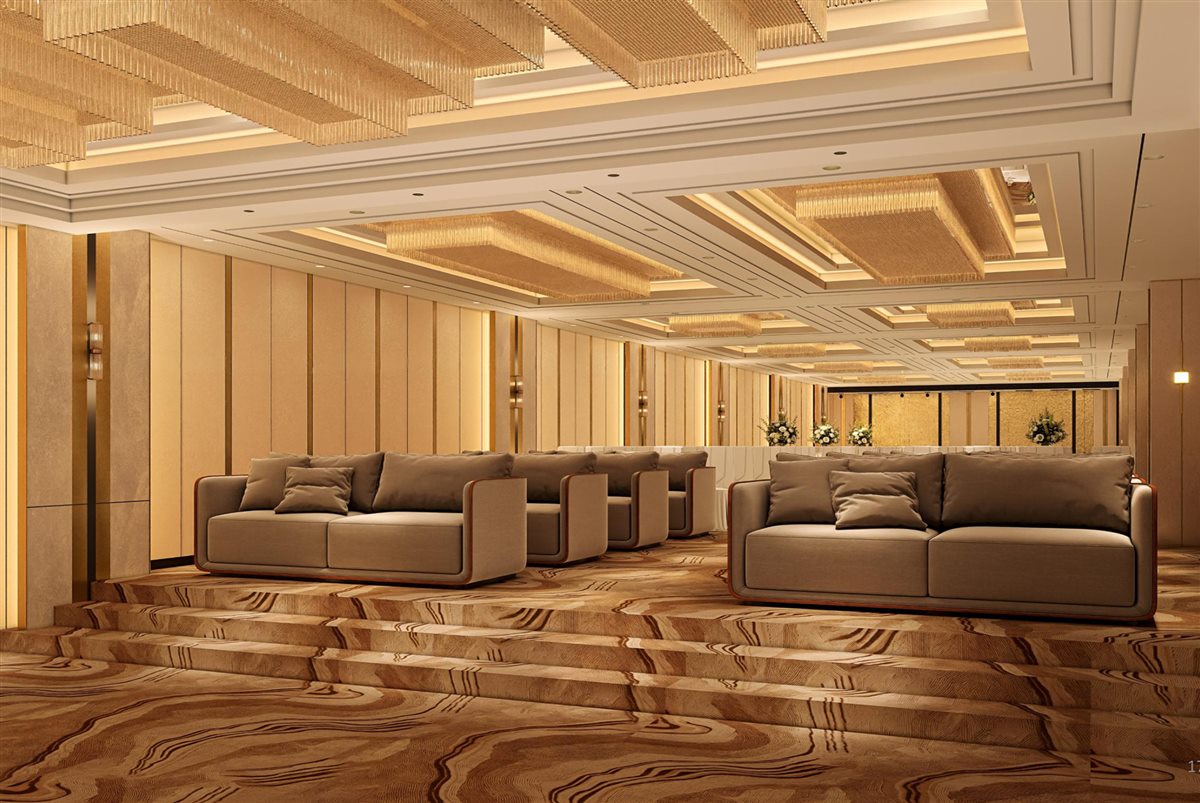 Central Hall interior with warm lighting and lounge seating